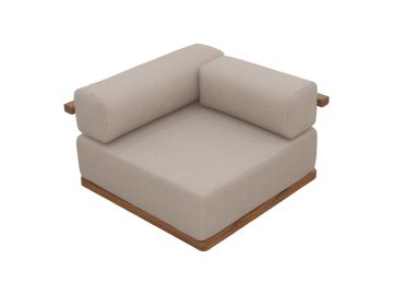 Nouveau Saint Croix - Outdoor Light Brown Olefin Fabric + Teak Corner Seat