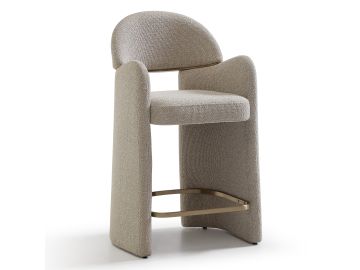 Nouveau Ashley - Modern Beige Fabric + Brushed Brass Counter Chair