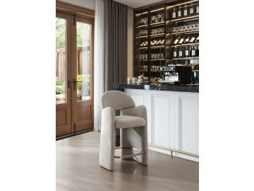 Nouveau Ashley - Modern Beige Fabric + Brushed Brass Counter Chair