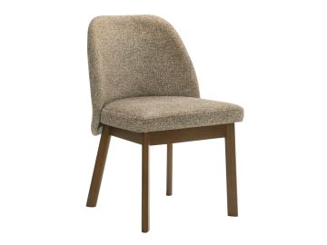 Nouveau Titus - Mid-Century Modern Tan Fabric + Walnut Dining Chair (Set of 2)