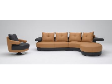 KK899BR Light brown and black Sectional Sofa