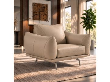 Saint Tropez - Modern Italian Beige Leather Accent Chair