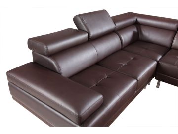 9054 Modern Brown Leather Sectional Sofa