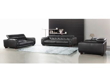 Nantes Black Italian Leather Tufted Loveseat