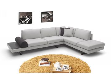 946 Contemporary Grey Italian Leather Sectional Sofa 