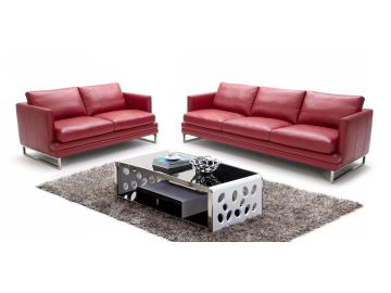 949 Modern Red Italian Leather Sofa Set