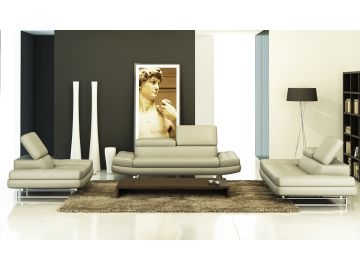 957 Modern Grey Italian Leather Sofa Set