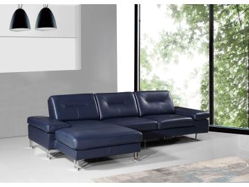 969C Modern Blue Leather Sectional Sofa