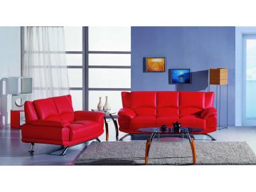 9908 Modern Red Leather Sofa Set