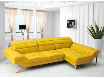 Leven - Modern Yellow Leather Right Facing Sectional Sofa