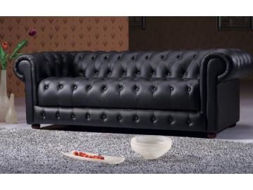 Paris 2 Modern Black Leather Sofa Set