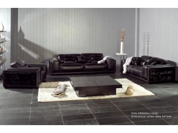AX001 Modern Black Leather Sofa Set