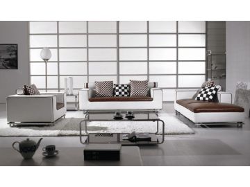 BO 334 Modern White and Brown Living Room Sofa Set
