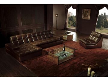 BO3935 Modern Coffee Leather Sectional Sofa w/ Chair