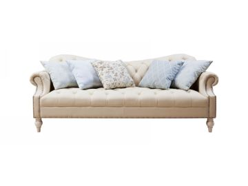 BF8311 Traditional French Country Leather and Fabric Sofa