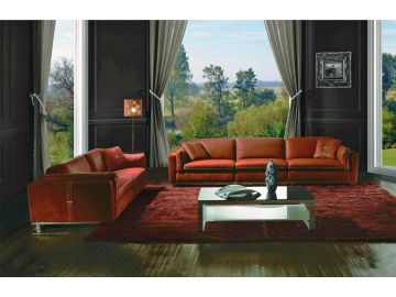 BO3953 Modern Burnt Brown Leather sofa set