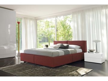 Charme Red Leather Bed Made In Italy