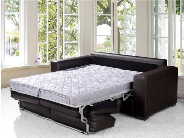 Dual Modern Chocolate Brown Leather Sofa Bed
