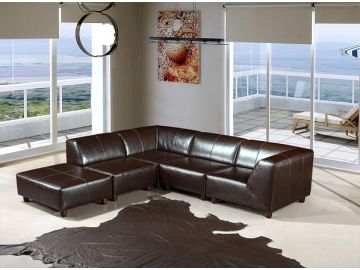 Domino Espresso Upholstered ECO Leather Material Sofa w. Ottoman
