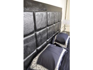 Glam Modern Black Crocodile Bed