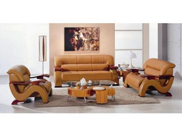 2033 Modern Camel Leather Sofa