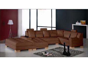Florence Modern Brown Leather Sectional Sofa