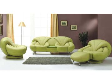 Flower Modern Green Leather Sofa And 2 Chairs Last One