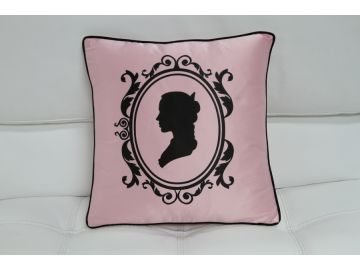 Transitional Pink and Black Print Throw Pillow