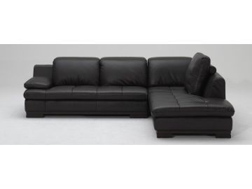 1052 Espresso Full Leather Sectional Sofa