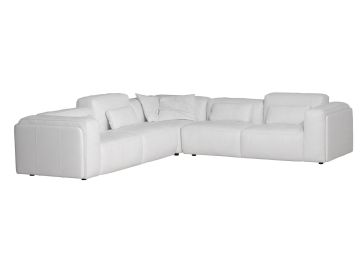 KK908 White Full Leather Sectional Sofa