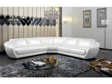 Modern Italian White Pearl Leather Sectional Sofa