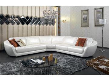 Modern Italian White Pearl Leather Sectional Sofa