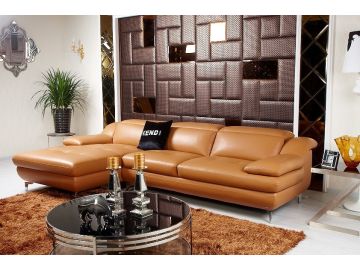 K8392 Modern Khaki Eco-Leather Sectional Sofa