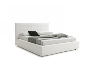 Live White Leather Bed- Made In Italy