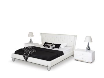 Monica Transitional White Leather Bed