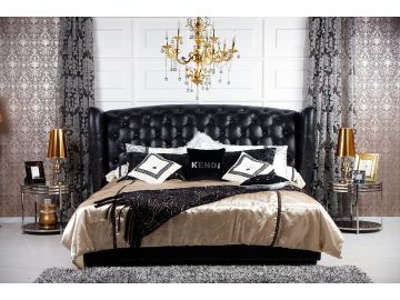 Majestic Transitional Black Eco-Leather Bed