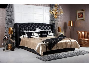 Majestic Transitional Black Eco-Leather Bed