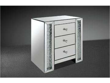 Glimmer Transitonal Mirrored Nightstand w/ Artificial Crystals