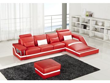 T271 Mini Modern Red Leather Sectional Sofa