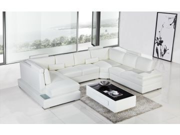T9000 Modern White Leather Sectional Sofa
