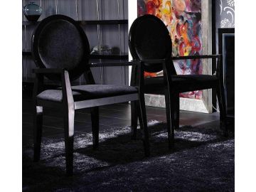 A&X Lyle Transitional Black Fabric High Gloss Dining Chair