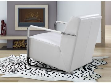 Bison Modern White Leather Lounge Chair