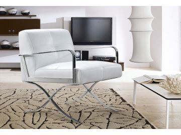 Delano Modern White Leather Lounge Chair