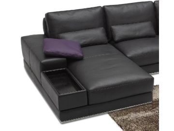942 Contemporary Black Italian Leather Sectional Sofa 