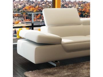 961 Modern White Italian Leather Sectional Sofa 