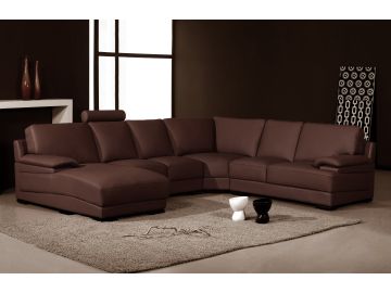2227 Modern Brown Leather Sectional Sofa