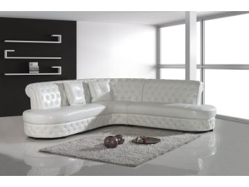 2818C Modern White Leather Sectional Sofa