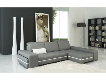 5070B Modern Grey and White Leather Sectional Sofa