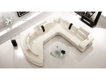 6123 Modern White and Black Leather Sectional Sofa