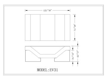EV31 Modern White Bonded Leather Coffee Table w/ Glass Top